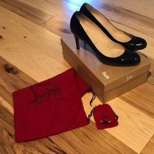 Christian Louboutin black patent simple pump 100mm